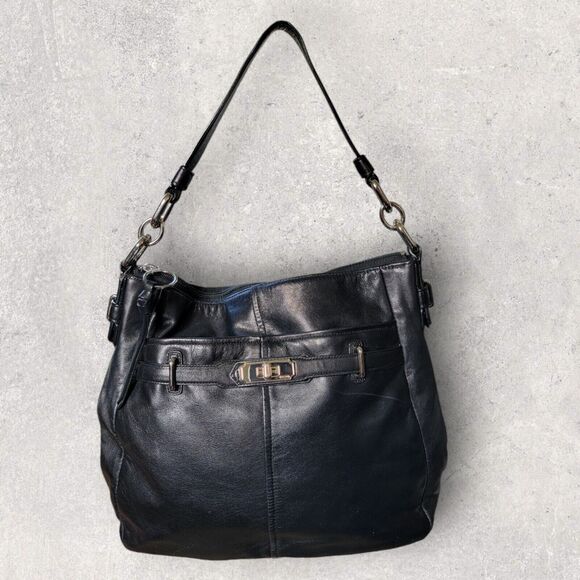 Coach Chelsea Ashlyn Hobo Satchel Shoulder Handbag Purse Black Leather F17816 - Picture 1 of 13